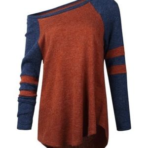 Orange One-Shoulder Raglan Top - Women